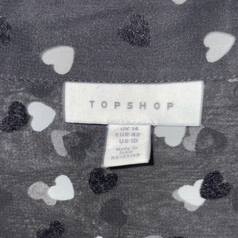 Topshop Black Sheer Blouse with White Pattern - Picture 5 of 5